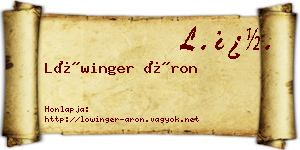 Lőwinger Áron névjegykártya
